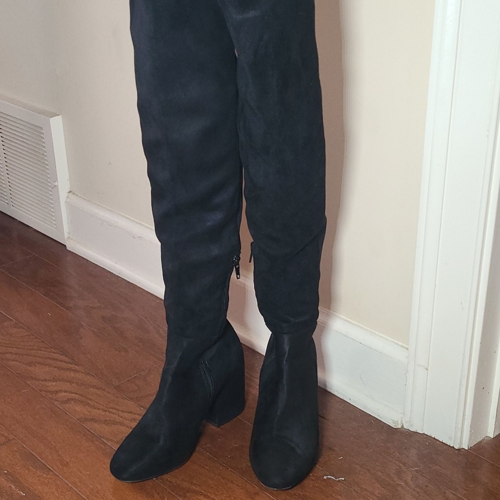 Black Suede Knee High Boots